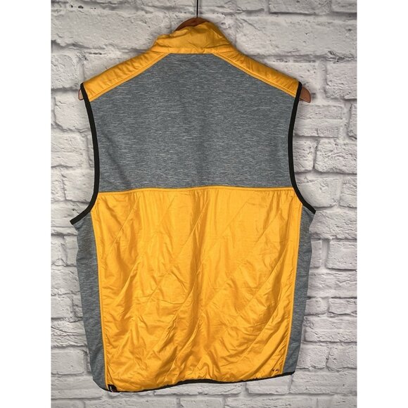 NEW BALANCE Men's Yellow Puffer Gray 1/2 Zip Stretch Panel Running Vest Medium - Picture 5 of 5